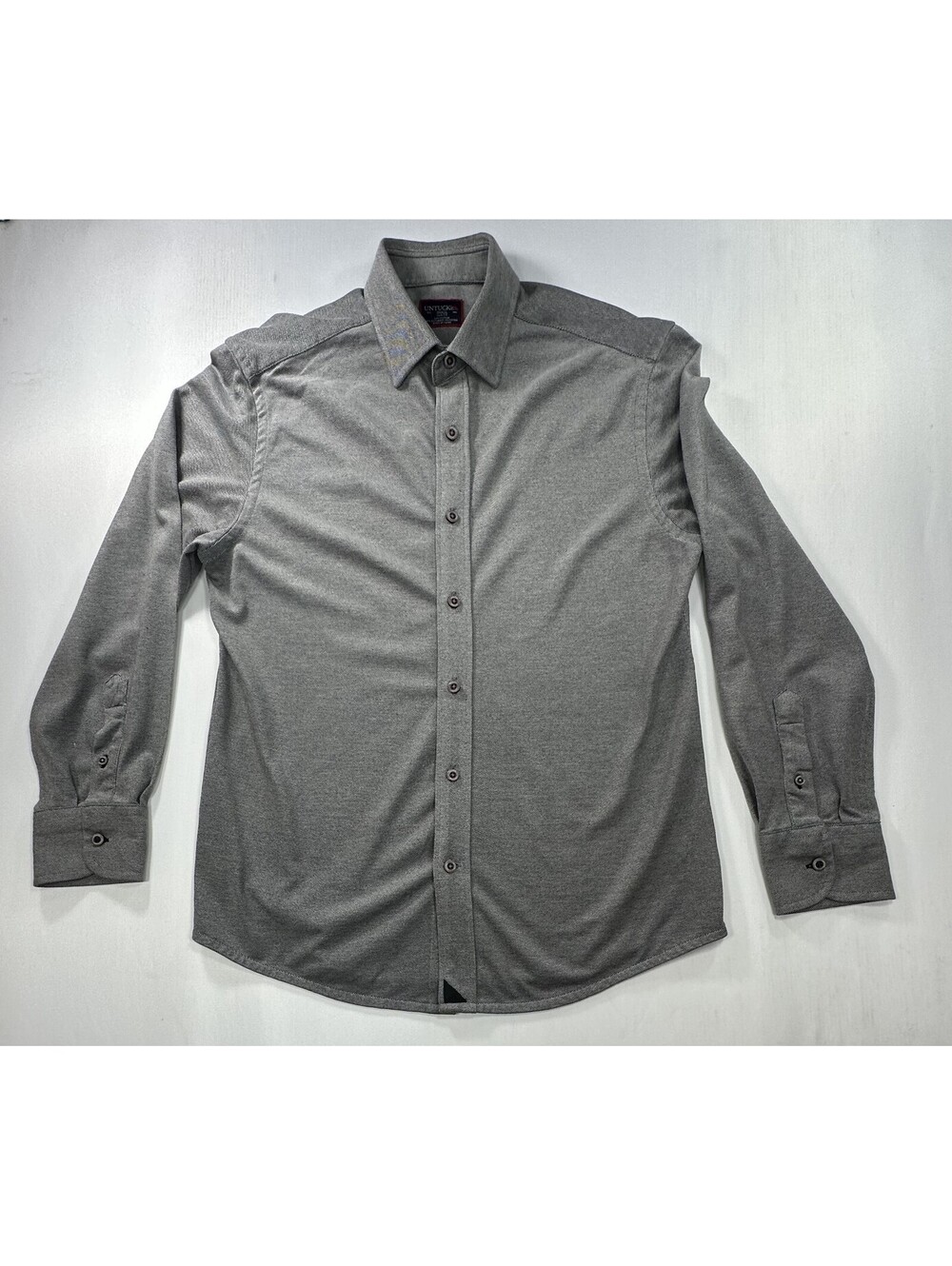 Untuckit Slim Fit Cotton/Poly Button Up Mens Gray Small